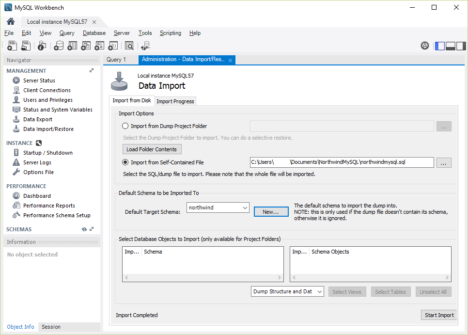 Doing a Data Import using MySQL Workbench